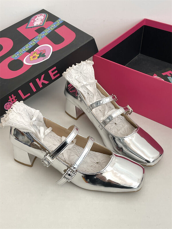 Glitter Silver Lolita Heels SpreePicky