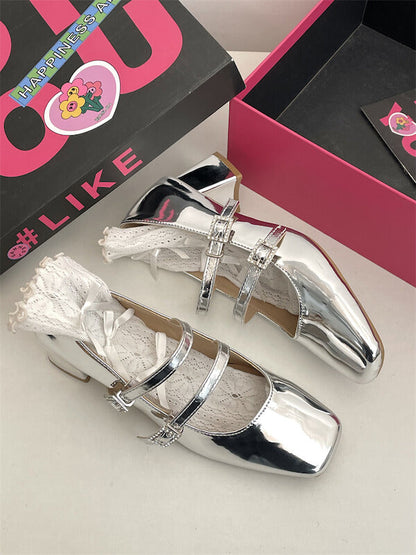 Glitter Silver Lolita Heels SpreePicky