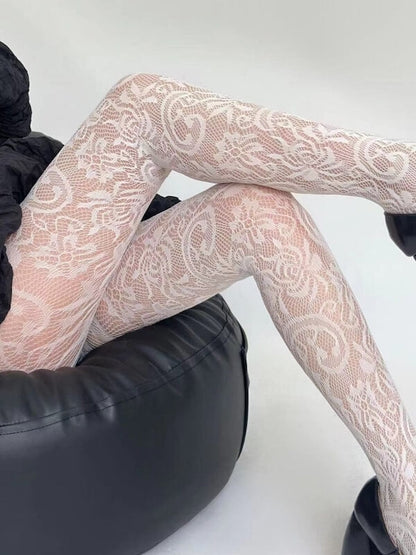 Floral Blossom Lace Tights SpreePicky