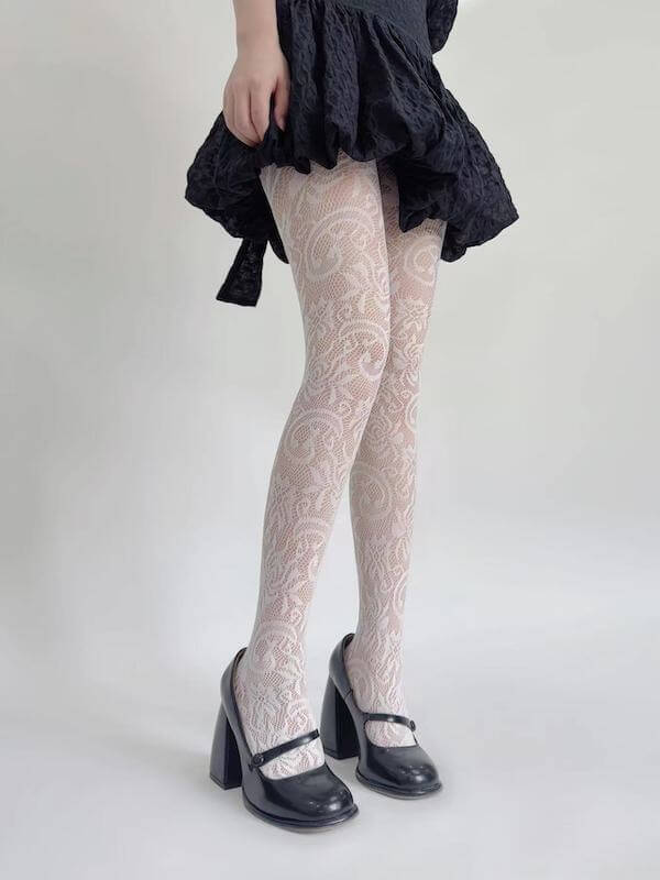 Floral Blossom Lace Tights SpreePicky