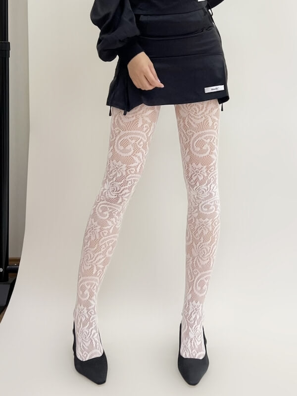 Floral Blossom Lace Tights SpreePicky