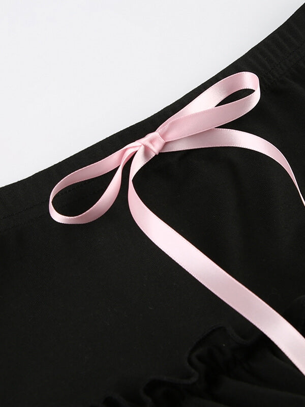 Pink Ribbon Bows Mini Skirt SpreePicky