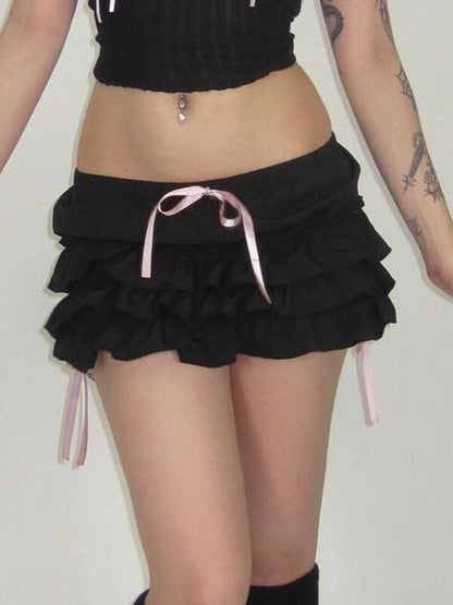 Pink Ribbon Bows Mini Skirt SpreePicky