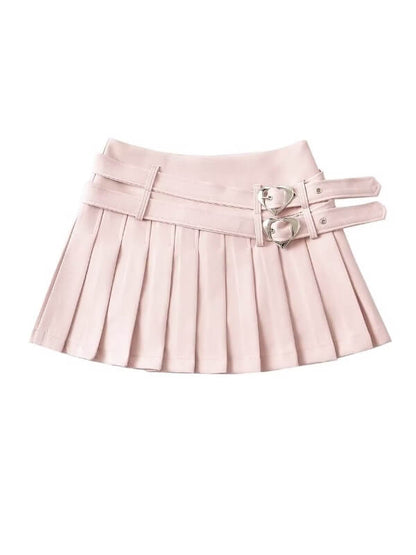 Sweet Double Heart Belts Skirt SpreePicky