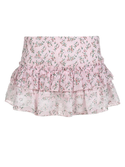 Sweet Pink Flower Lace Skirt SpreePicky