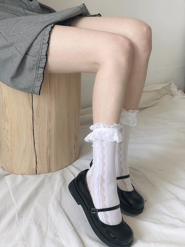 Kawaii Lolita Hearts Socks SpreePicky