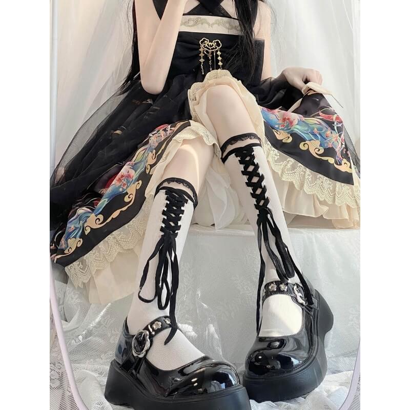 Lolita Lace Ribbon Bandage Stockings SpreePicky