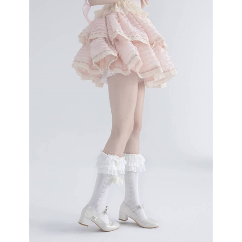 Lolita Layered Plush Ball Stockings SpreePicky