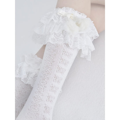 Lolita Layered Plush Ball Stockings SpreePicky