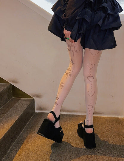 Lolita Tattoo Stars Heart Tights SpreePicky