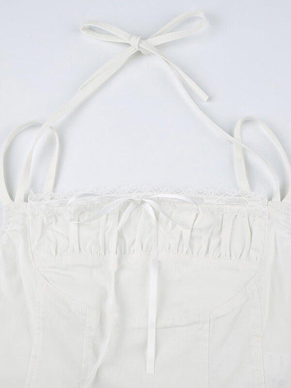 Lace White Halter Top SpreePicky