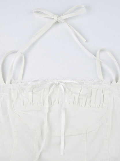 Lace White Halter Top SpreePicky