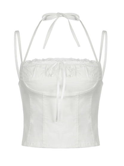 Lace White Halter Top SpreePicky