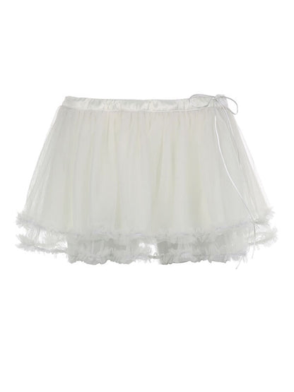 White Tulle Mesh Layered skirt SpreePicky