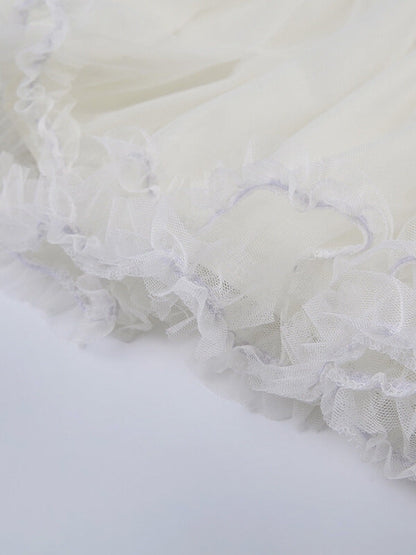 White Tulle Mesh Layered skirt SpreePicky