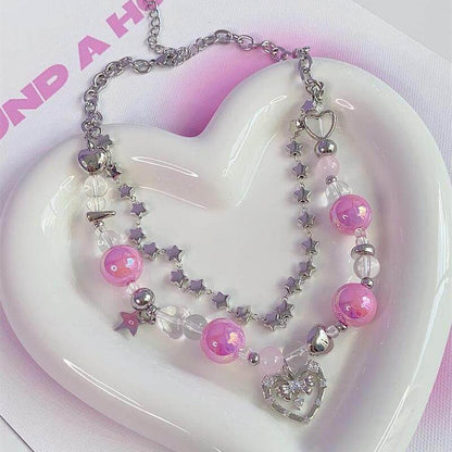 Pink Punk Heart Necklace SpreePicky