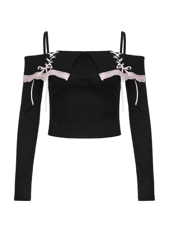 Black Ribbon Lace Top SpreePicky