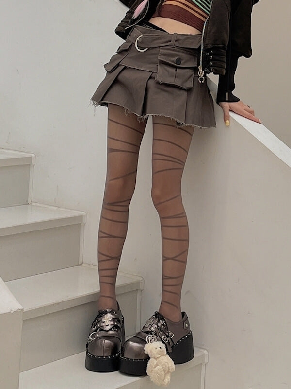 Y2K Punk Lines Tights SpreePicky