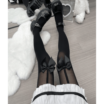 Satin Bow Lolita Lace Tights SpreePicky