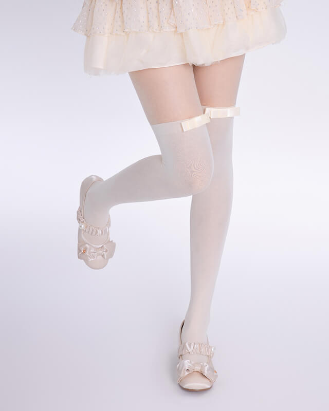 White Soft Bow Tights SpreePicky