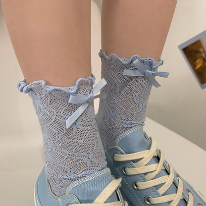 Floral Bow Lace Socks SpreePicky