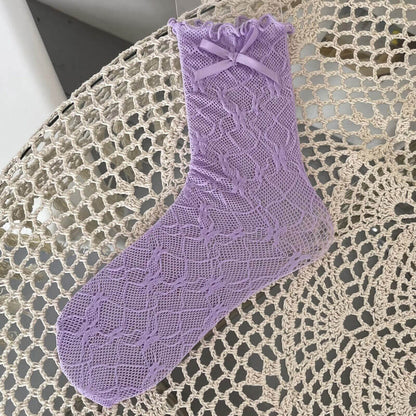 Floral Bow Lace Socks SpreePicky