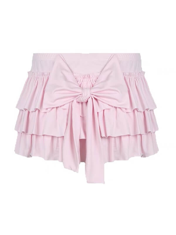 Sweetheart Pink Bow Layered Skirt SpreePicky