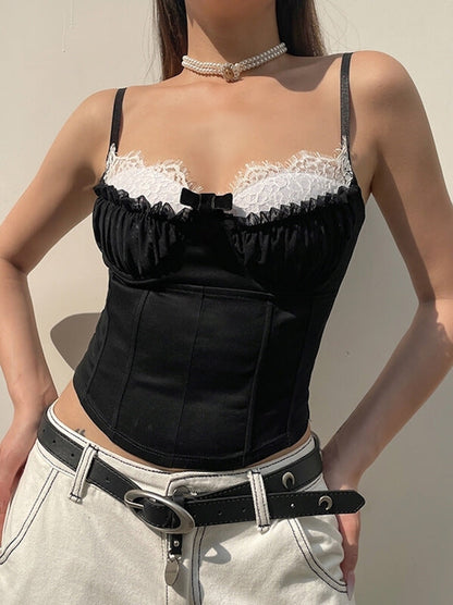 Black with White Lace Camisole SpreePicky