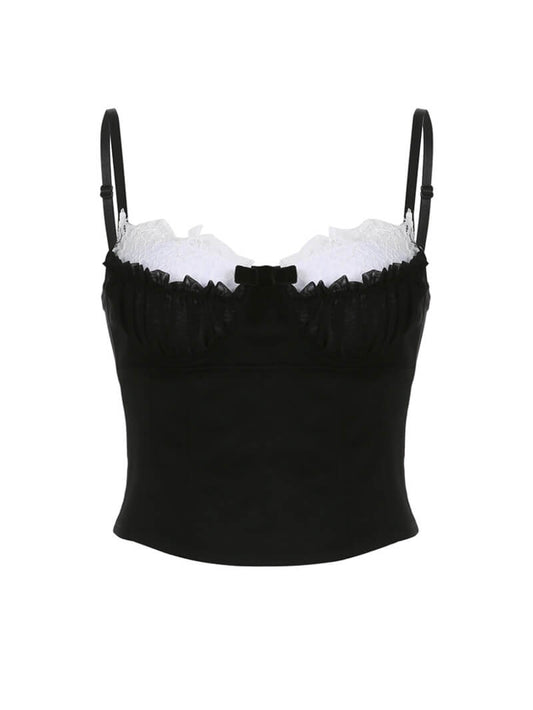 Black with White Lace Camisole