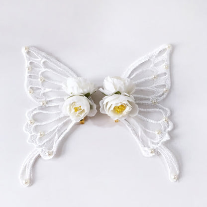 Elegant Butterfly Pearl Rose Hair Clip Halloween Hair Accessory modakawa