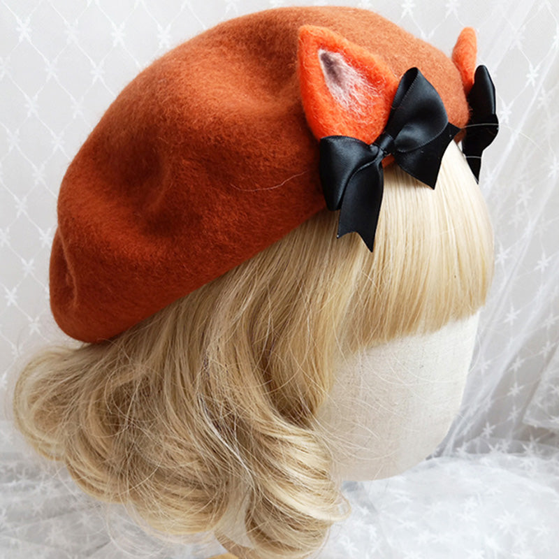 Cute Woolen Bow Beret Warm modakawa