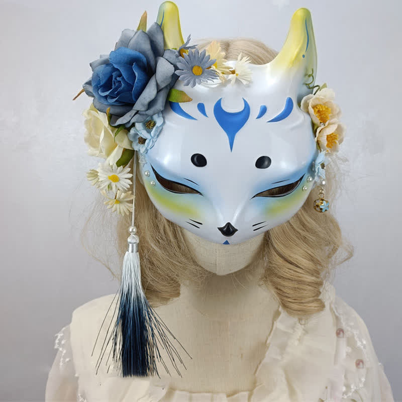 Exquisite Fox Print 3D Flower Vintage Mask modakawa