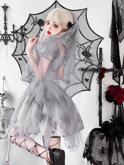 Halloween Gray Puff Sleeves Dress Costume mySite