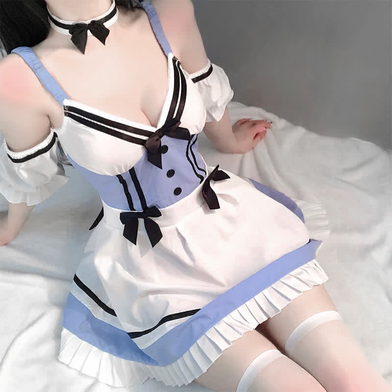 Sweet Blue Maid Lingerie Stockings Set modakawa