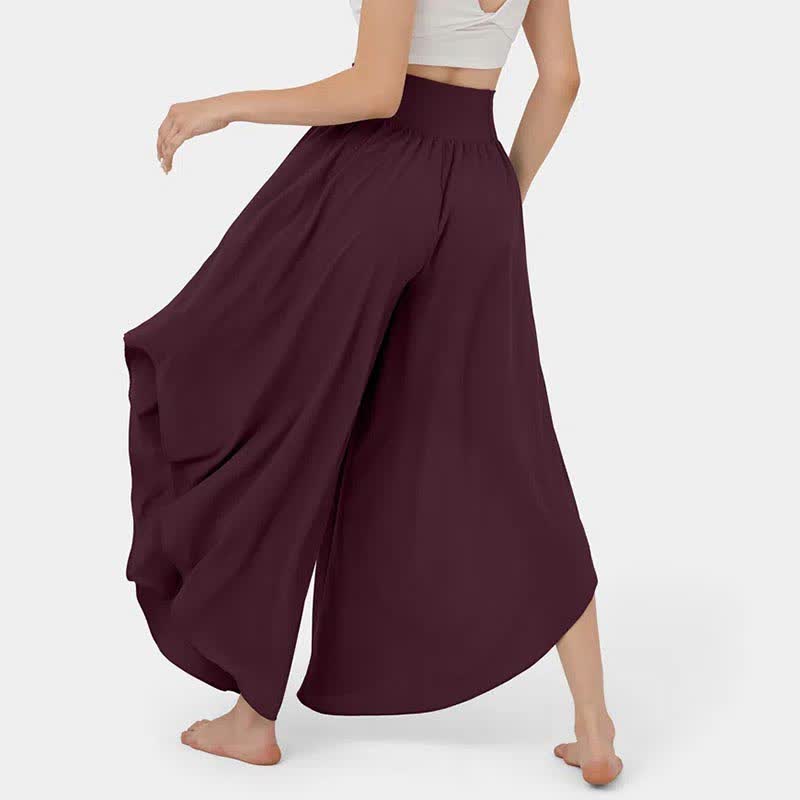 Irregular High Waist Flowy Wide Leg Casual Pants modakawa