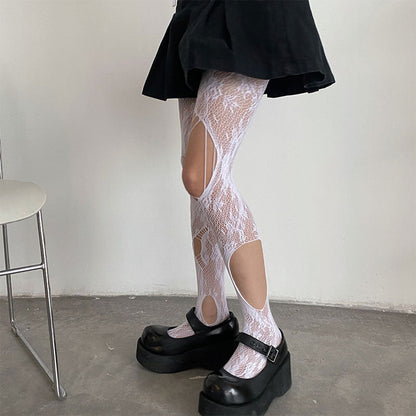 Hollow Out Rose Pattern Mesh Stockings modakawa