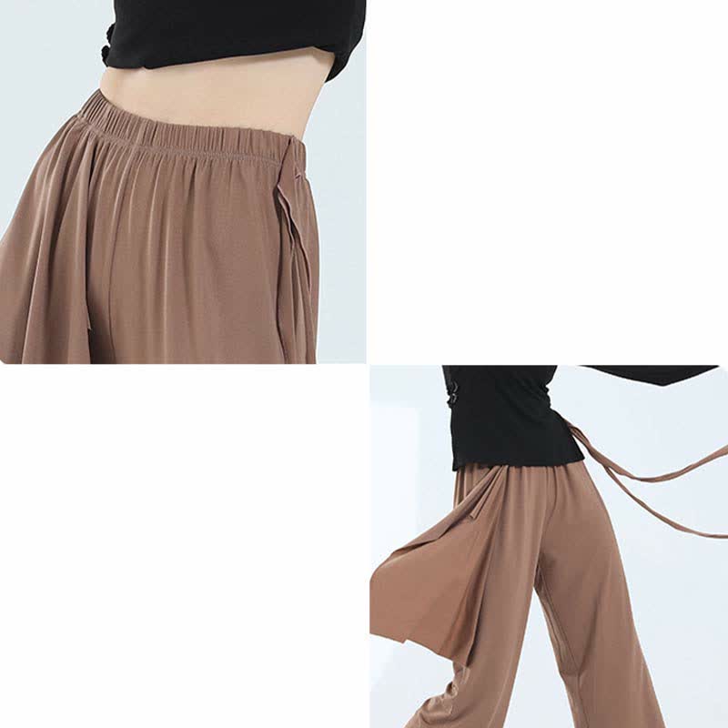 Flowy Lace Up Wide Leg Casual Pants modakawa