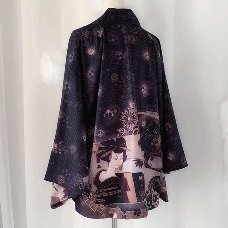 Vintage Anime Print Cardigan Kimono Outerwear modakawa