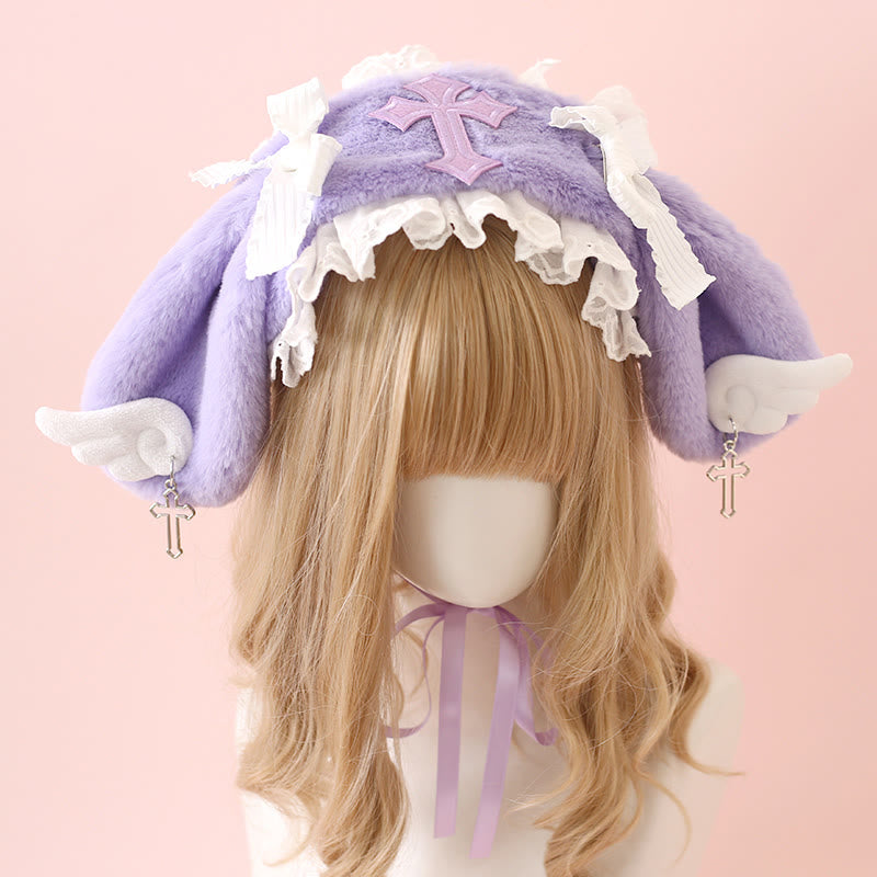 Sweet Bowknot Cross Decor Lolita Plush Hat modakawa