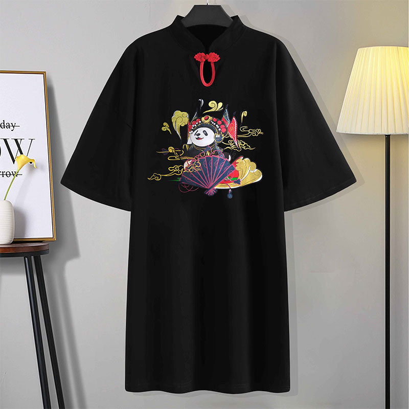 Vintage Panda Cheongsam Dress Family Matching T-Shirt Modakawa