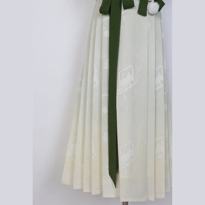 Vintage Vest Chiffon T-Shirt Pleated Skirt modakawa