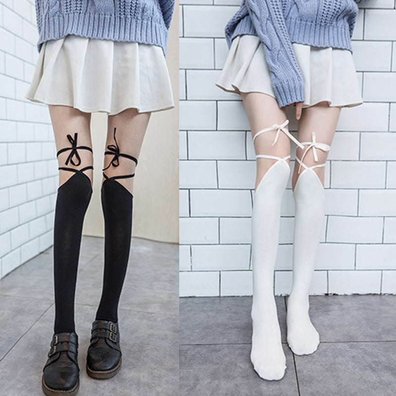 Classic Strap Over Knee Socks Modakawa