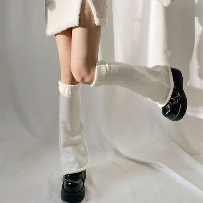 White Loose Knit Leg Warmers Modakawa