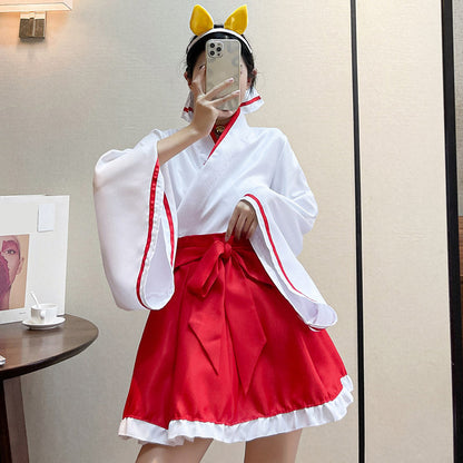 Cute Cosplay Big Bow Kimono Two Pieces Set modakawa