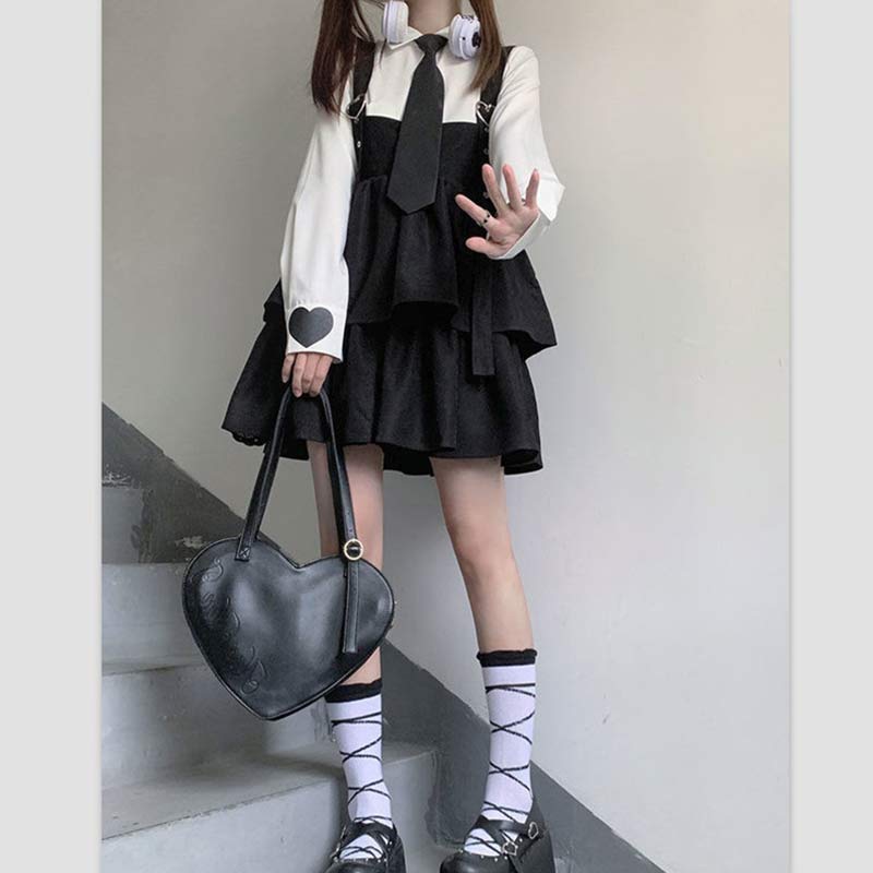 Cute Loose JK Overalls Skirt modakawa