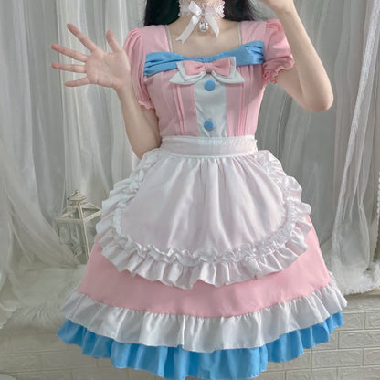 Lolita Bow Knot Ruffled Maid Dress Modakawa