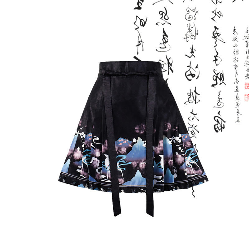 Elegant Buckle Tassel Shirt High Waist Pleated Skirt modakawa