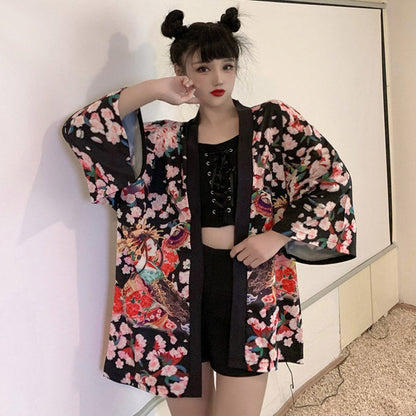 Anime Girl Vintage Kimono Outerwear Modakawa