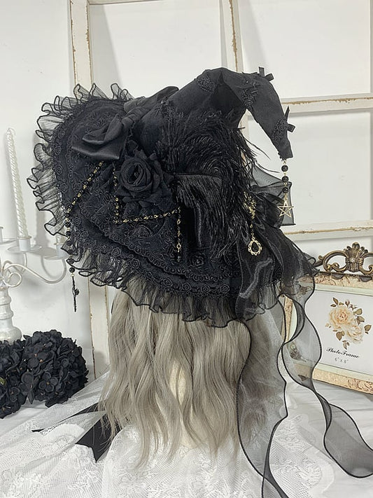 Cross Chain Black Halloween Witch Hat mySite