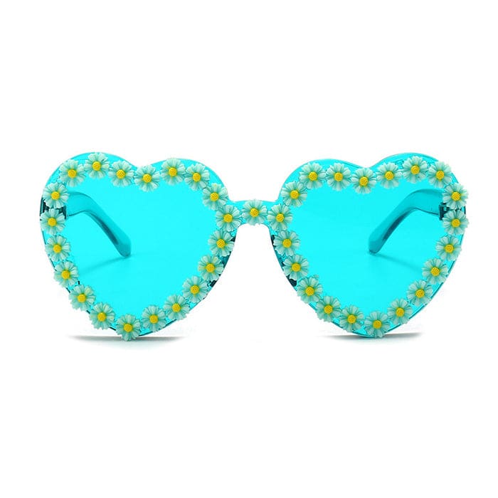 Daisy Heart Sunglasses - Standart / Baby Blue - Glasses